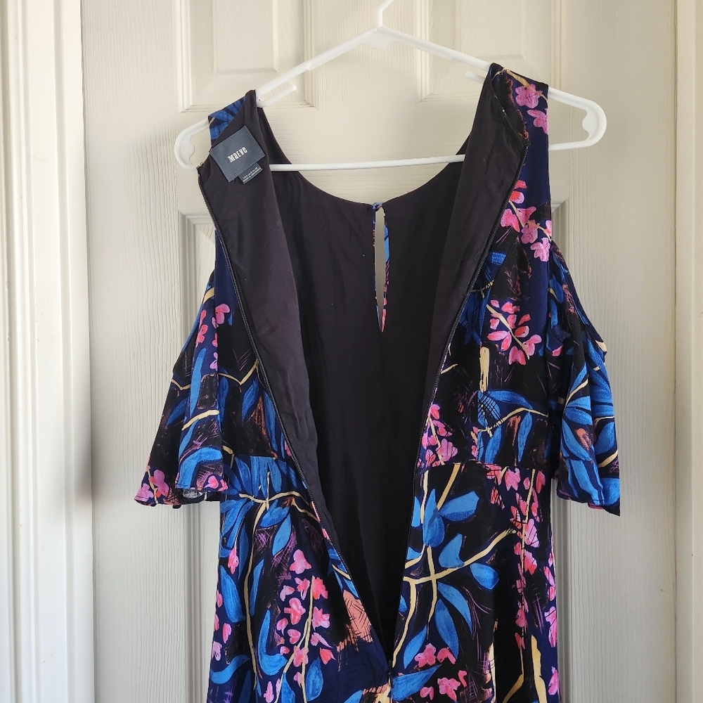 Anthropologie Maeve Elia‎ Short Sleeve Midi Dress Size US 4 Floral Cold Shoulder - Picture 11 of 12